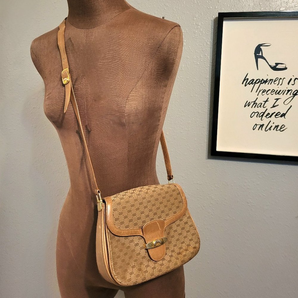 Gucci Vintage Canvas Shoulder Bag